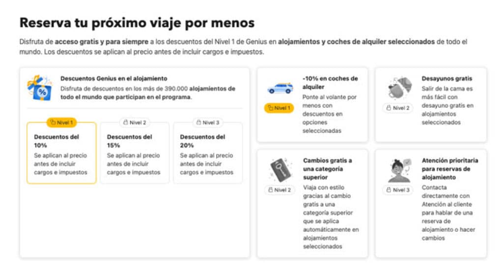 Cómo encontrar chollos en Booking - ser miembro Genius da ventajas y descuentos