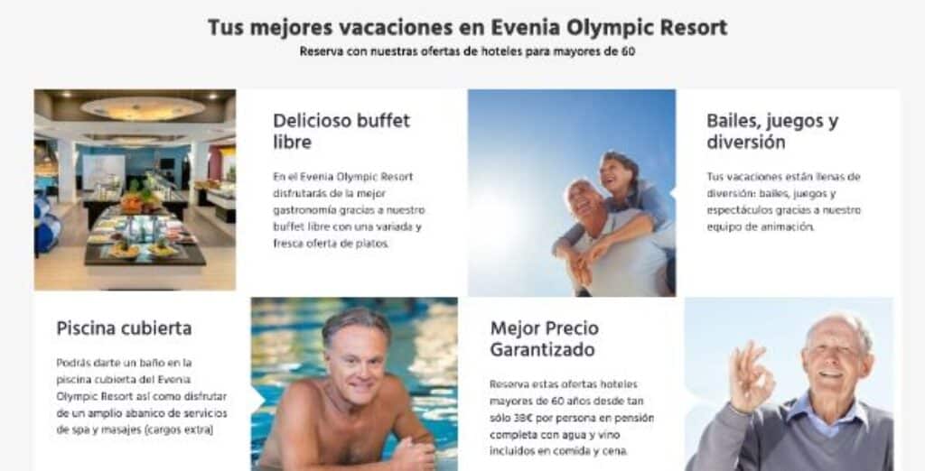 Captura beneficios y descuentos en los dos hoteles de Evenia para mayores de 60