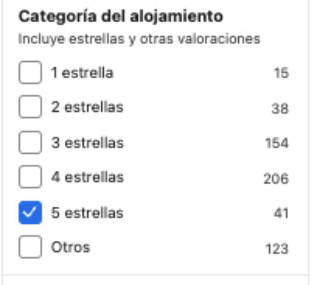 Filtro ofertas hoteles Barcelona 5 estrellas en Booking para el Black Friday