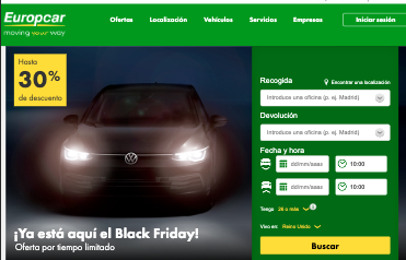 Promoción del Black Friday en Europcar