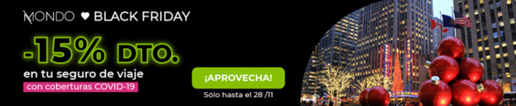 Oferta seguros de viaje Black Friday en Mondo